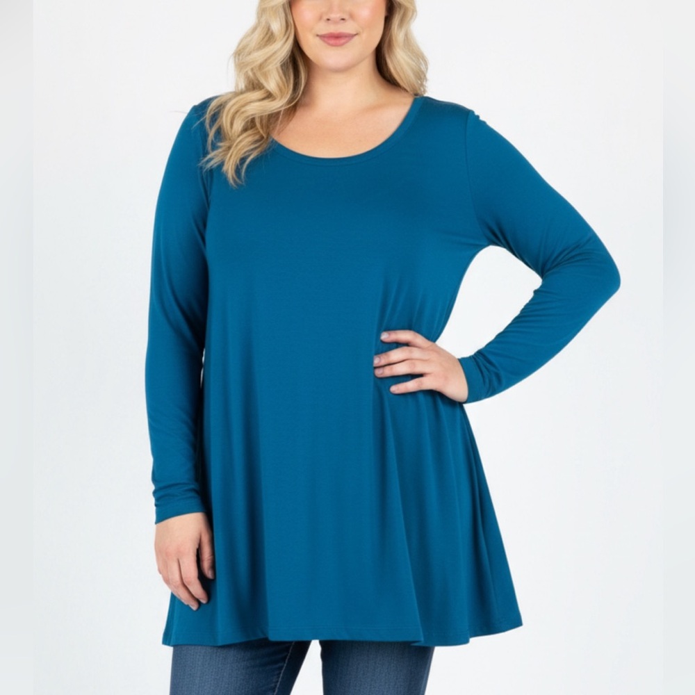 249 - Deep Teal Long Sleeve Blouse Dress Top Undershirt